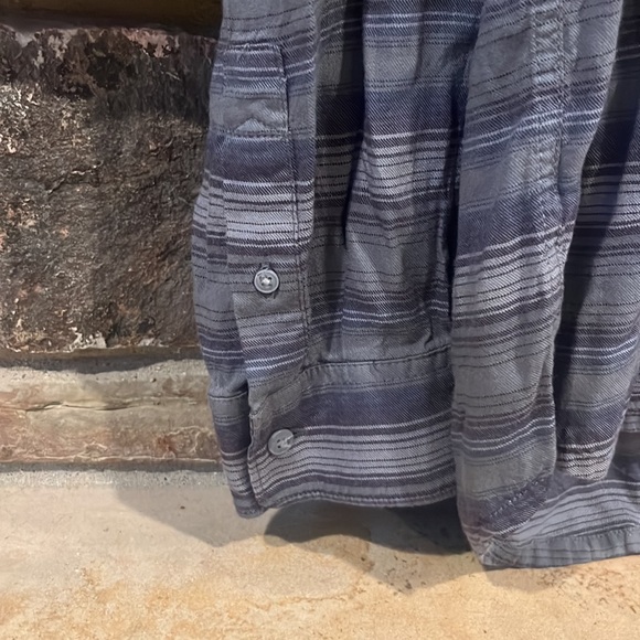 Travis Mathew Grey Horizontal Stripes Long Sleeve Button Down Shirt - Picture 5 of 8